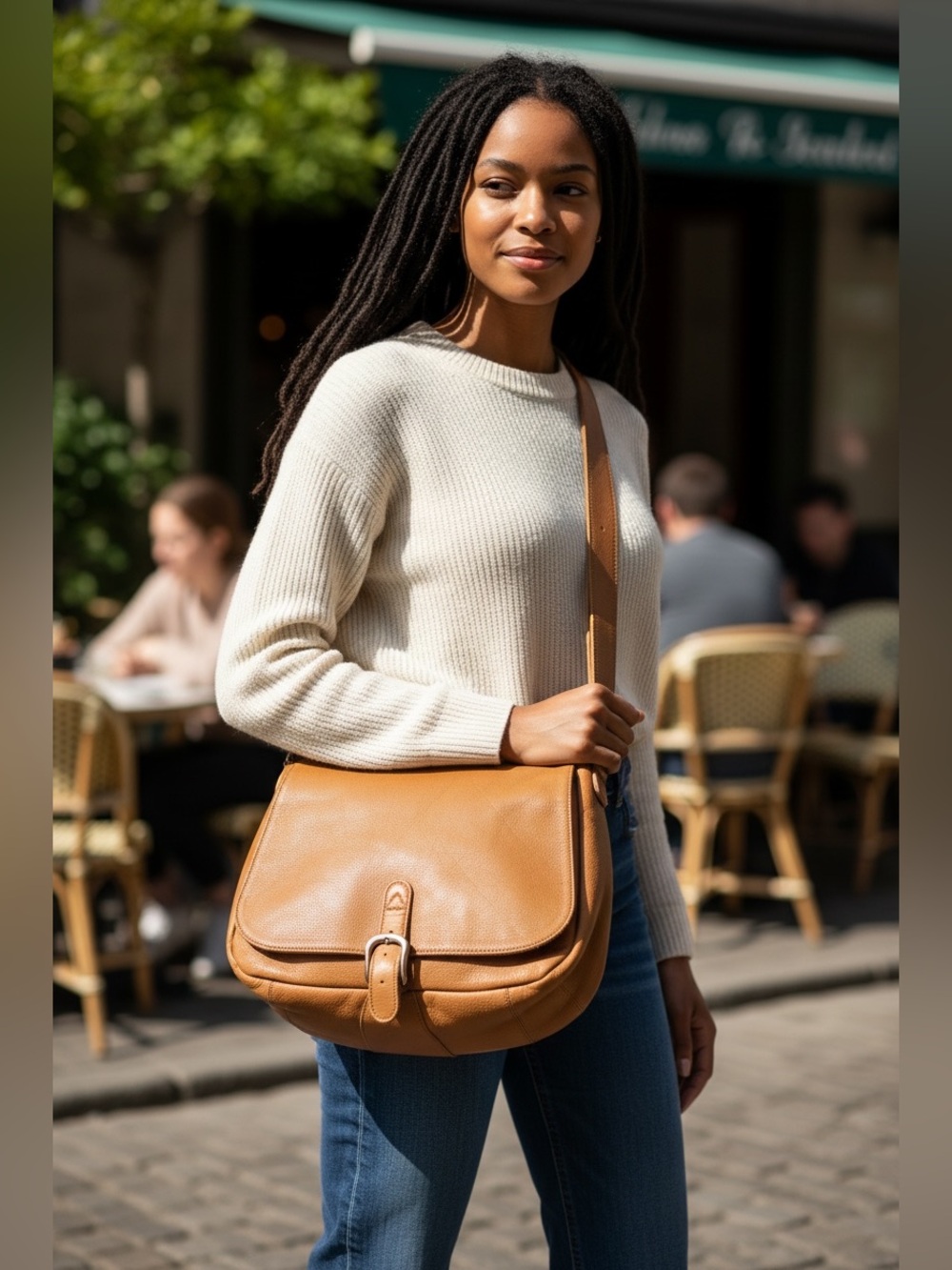 Init Brown Leather Messenger Bag Laptop Sleeve